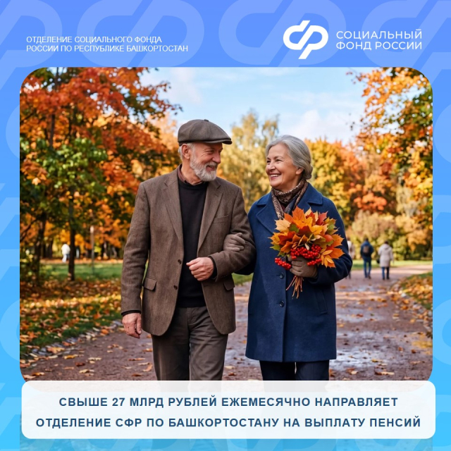 Свыше 27 млрд рублей ежемесячно направляет Отделение Социального фонда по Башкортостану на выплату пенсий
